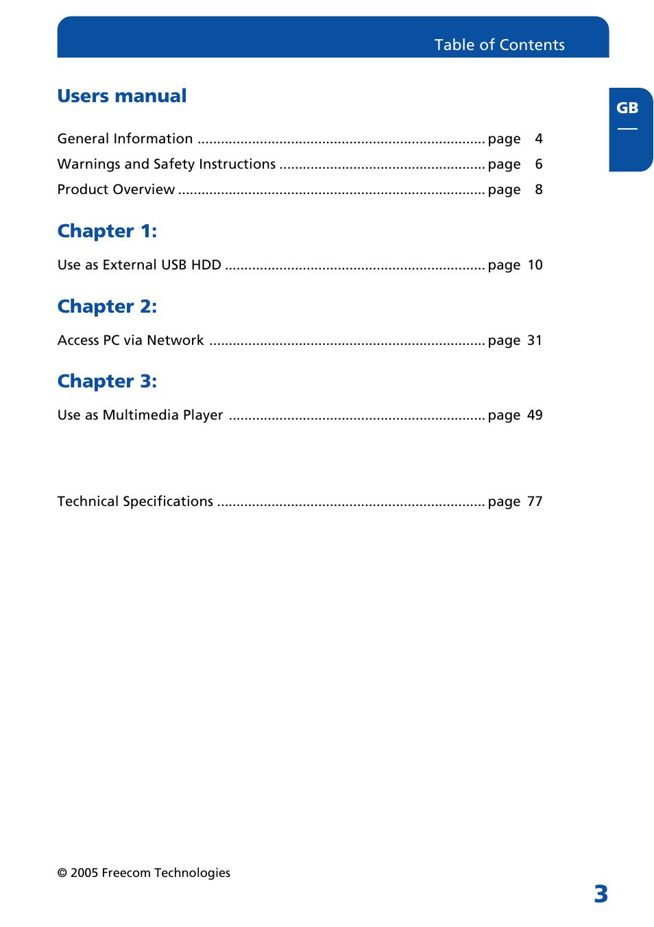 Freecom Technologies MediaPlayer Drive-In Kit User Manual | Page 3 / 78