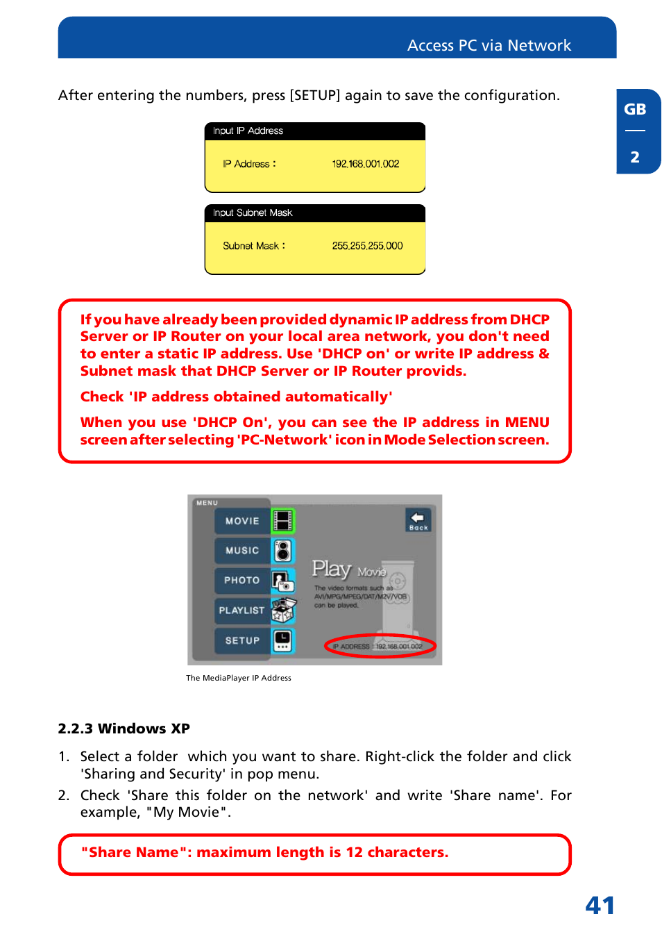 3 windows xp | Freecom Technologies MediaPlayer Drive-In Kit User Manual | Page 41 / 78