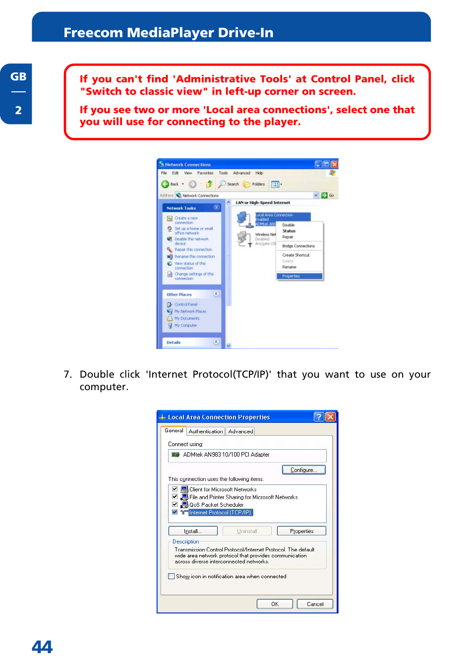 Freecom mediaplayer drive-in | Freecom Technologies MediaPlayer Drive-In Kit User Manual | Page 44 / 78