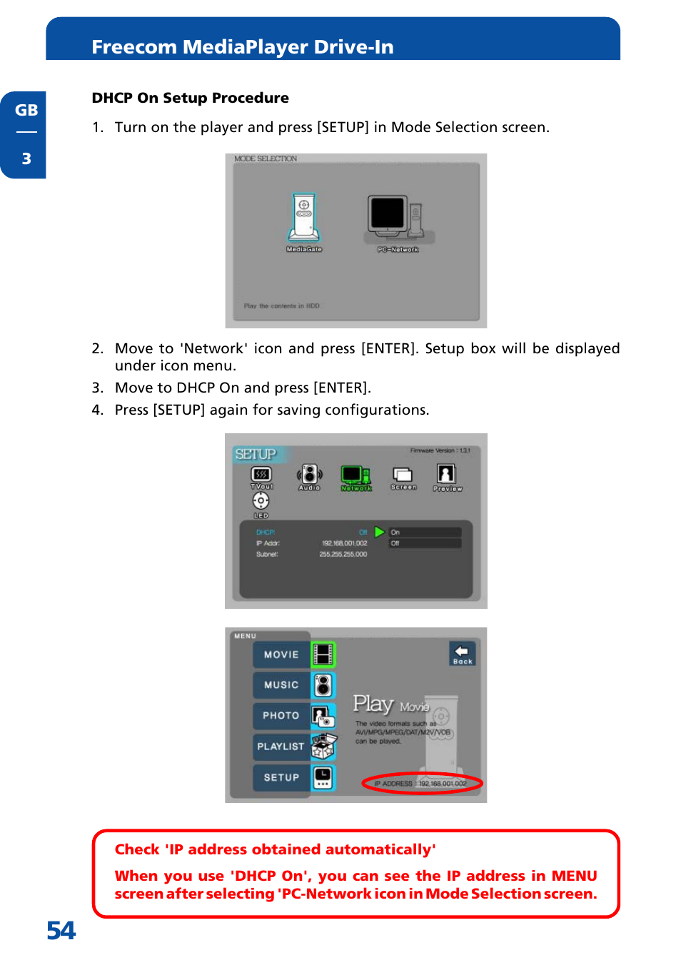 Freecom mediaplayer drive-in | Freecom Technologies MediaPlayer Drive-In Kit User Manual | Page 54 / 78