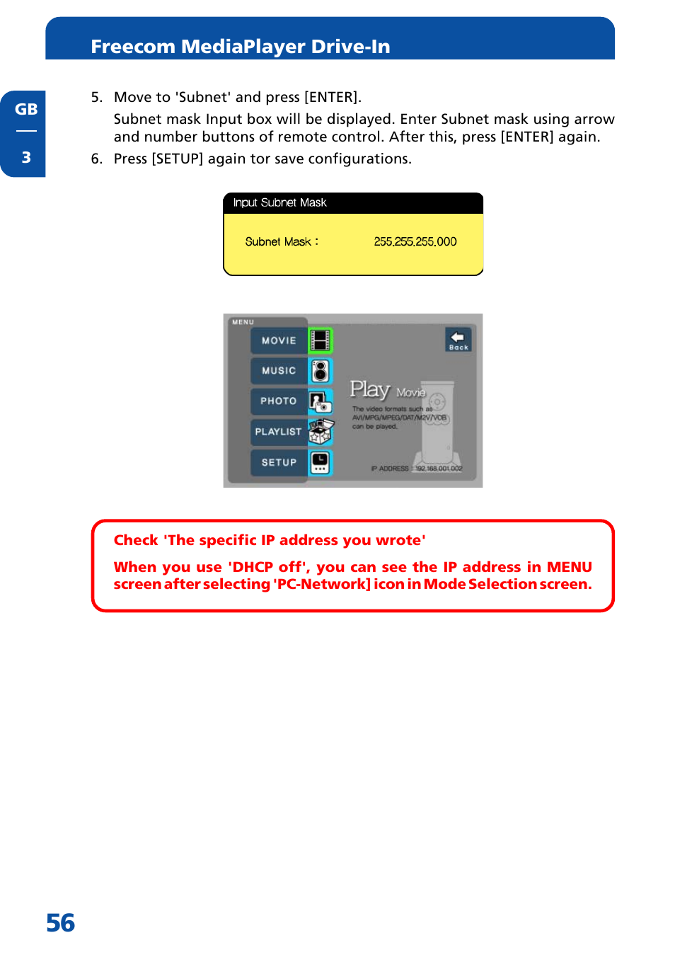 Freecom mediaplayer drive-in | Freecom Technologies MediaPlayer Drive-In Kit User Manual | Page 56 / 78