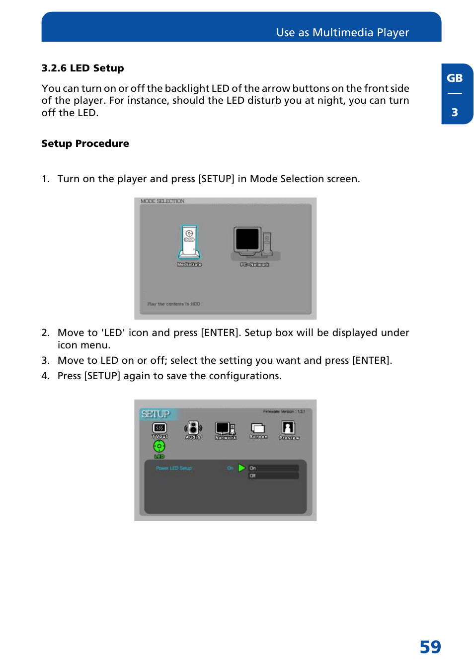 6 led setup | Freecom Technologies MediaPlayer Drive-In Kit User Manual | Page 59 / 78