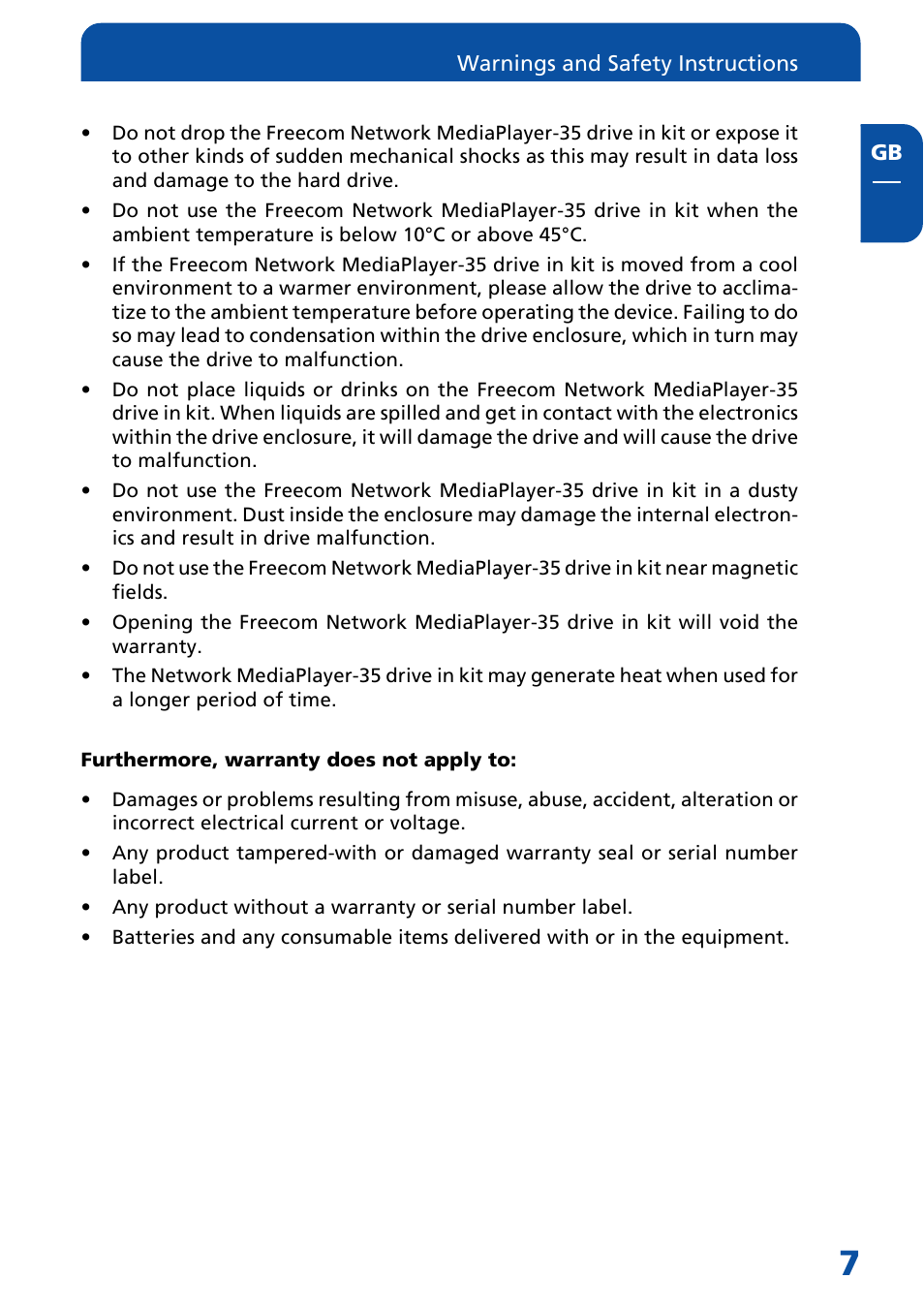 Freecom Technologies MediaPlayer Drive-In Kit User Manual | Page 7 / 78