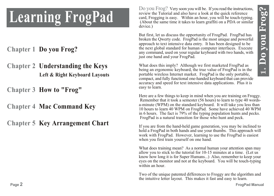Learning frogpad, Do you frog | FrogPad USB User Manual | Page 2 / 12