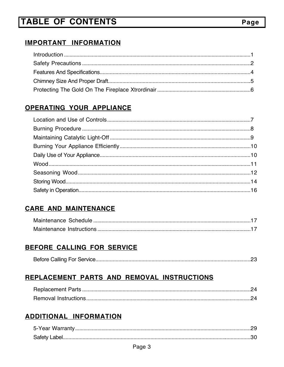 FireplaceXtrordinair 36A-BI User Manual | Page 3 / 30