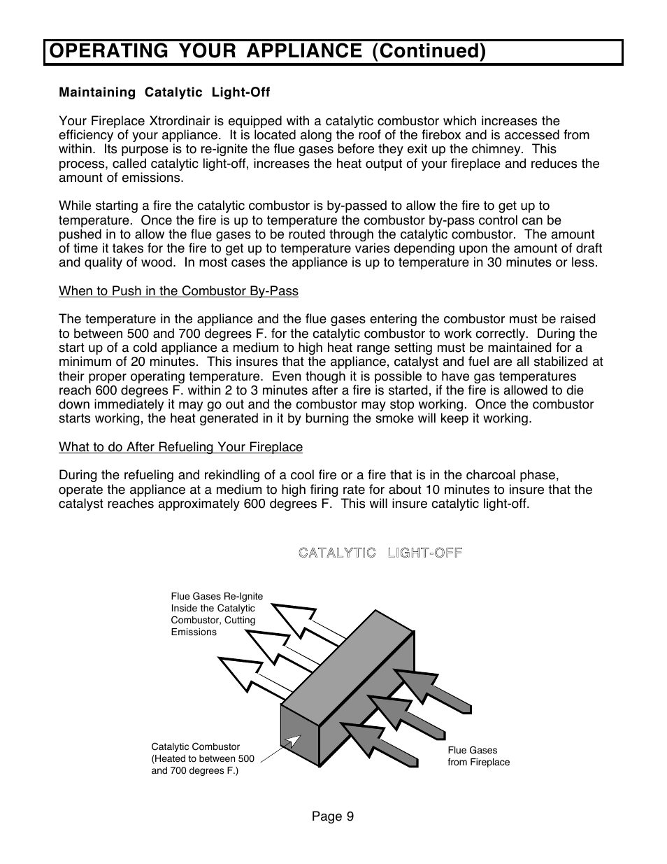 Operating your appliance (continued) | FireplaceXtrordinair 36A-BI User Manual | Page 9 / 30