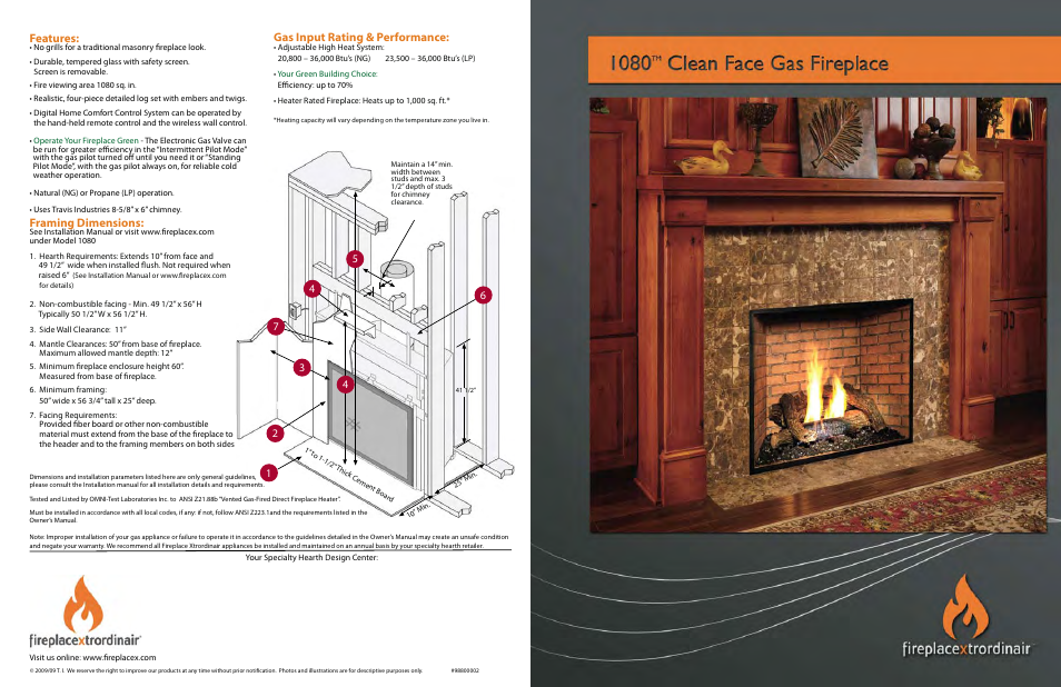 FireplaceXtrordinair CLEAN FACE 1080 CF User Manual | 4 pages