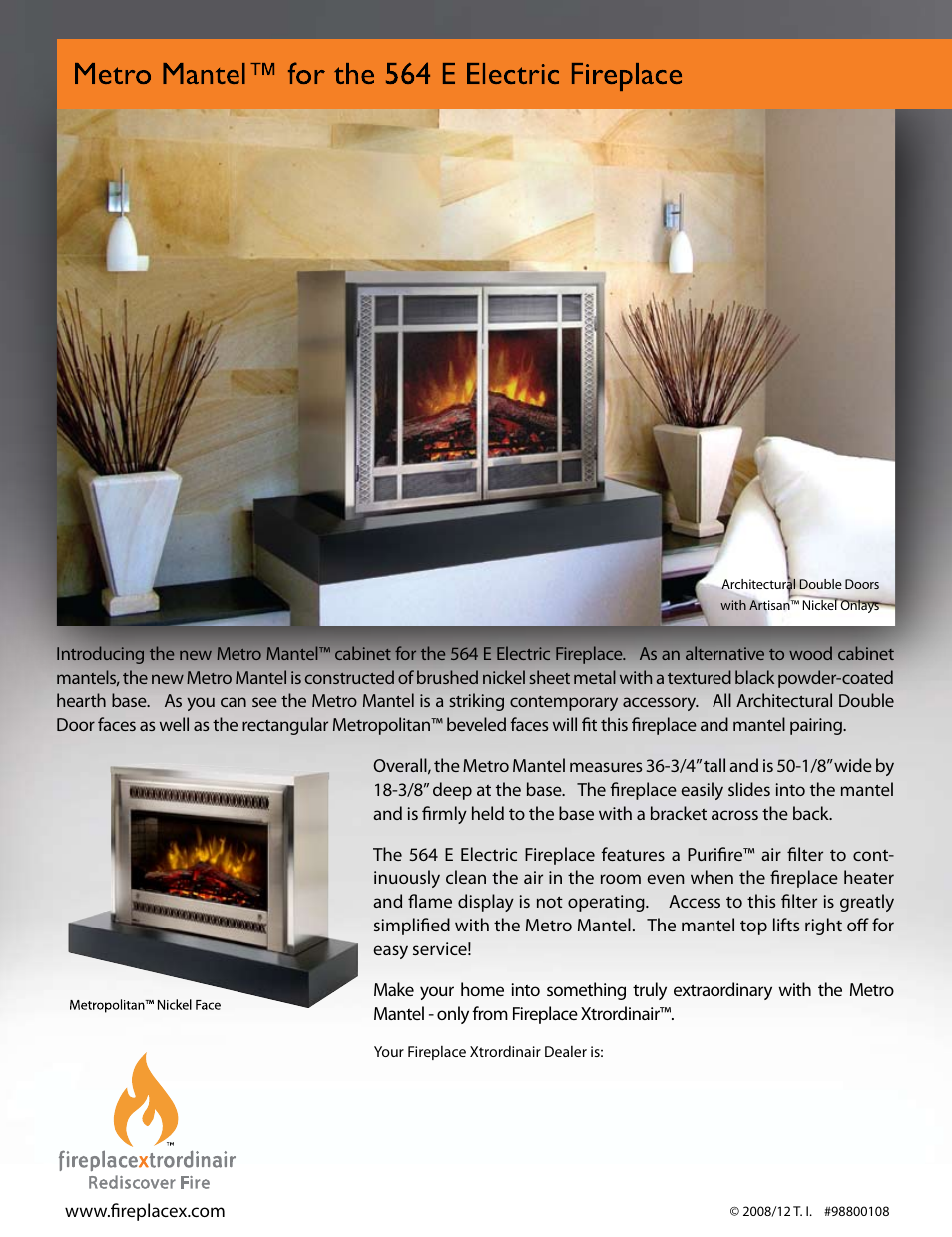 FireplaceXtrordinair Space Saver IPI Fireplace 564 User Manual | 1 page