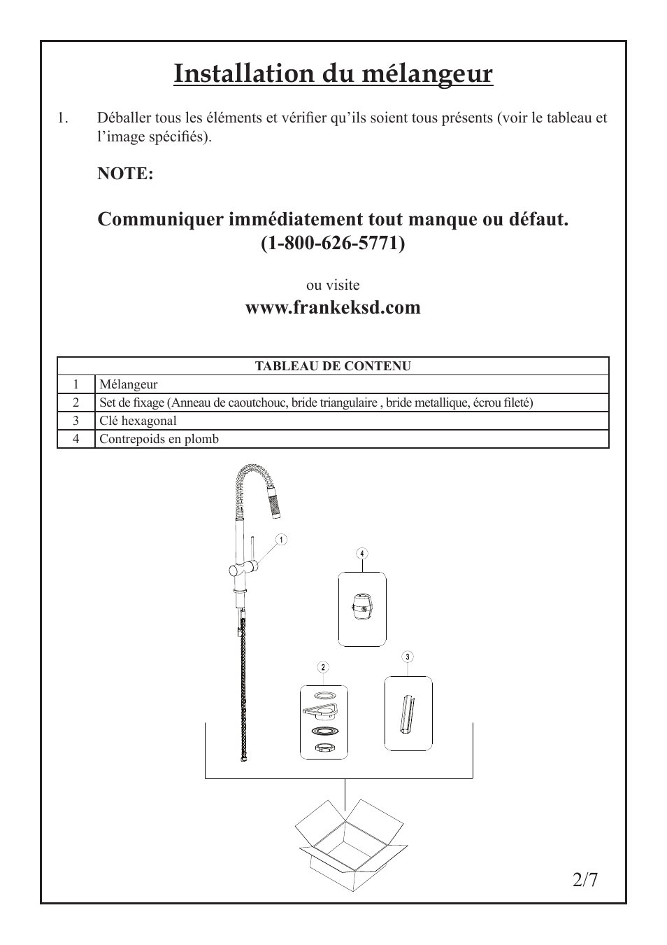 Installation du mélangeur | Franke Consumer Products FF 1800 User Manual | Page 10 / 22