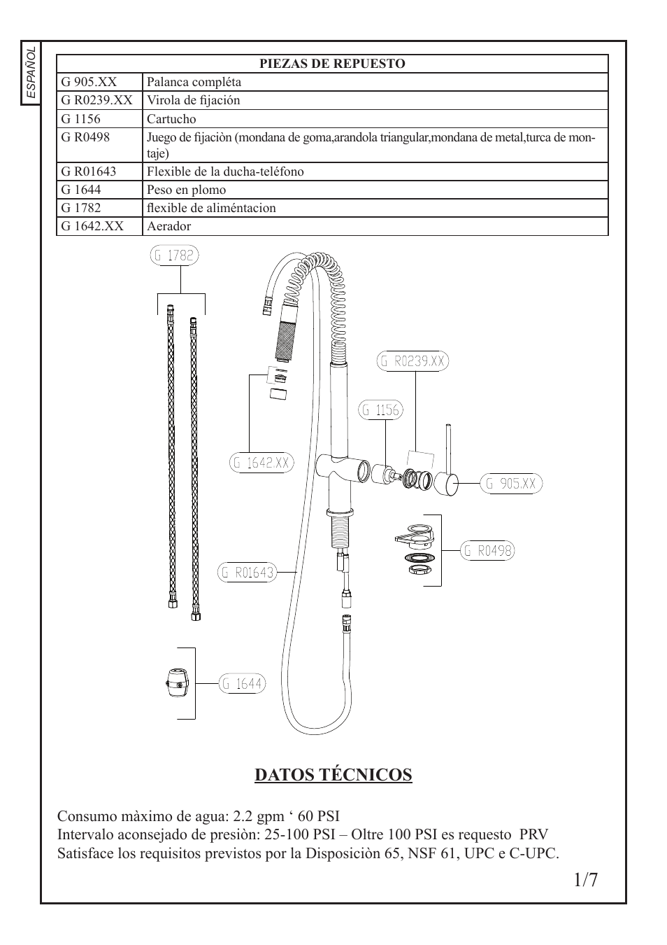 Datos técnicos | Franke Consumer Products FF 1800 User Manual | Page 16 / 22