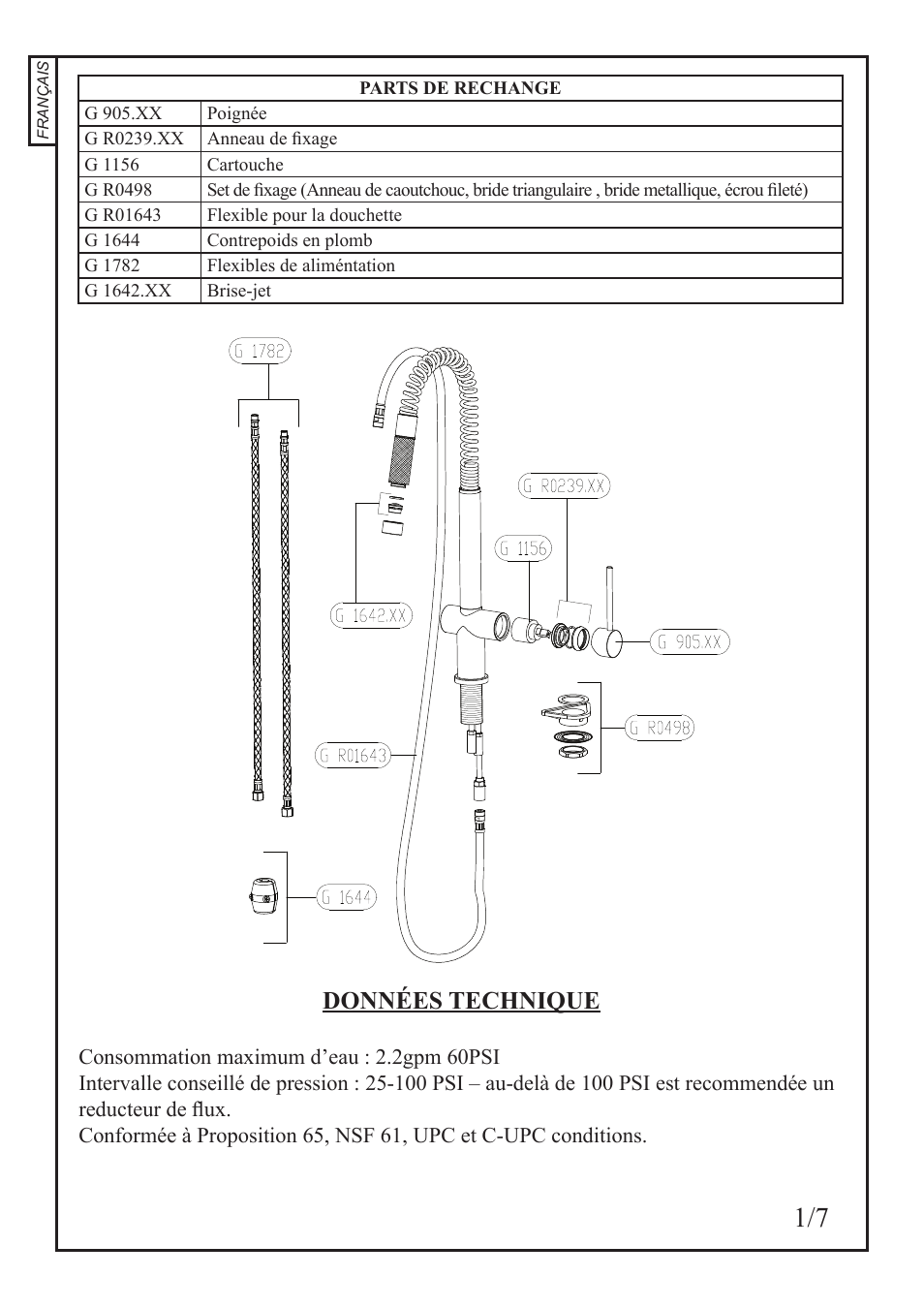 Données technique | Franke Consumer Products FF 1800 User Manual | Page 9 / 22