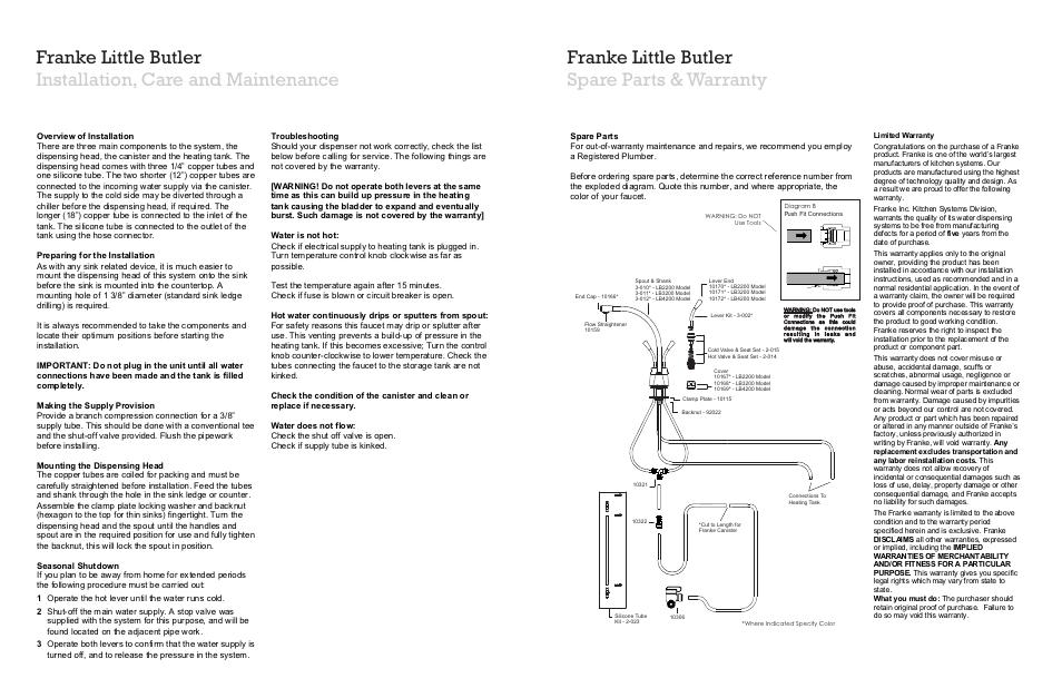 Franke Consumer Products LB3200 User Manual | Page 2 / 2