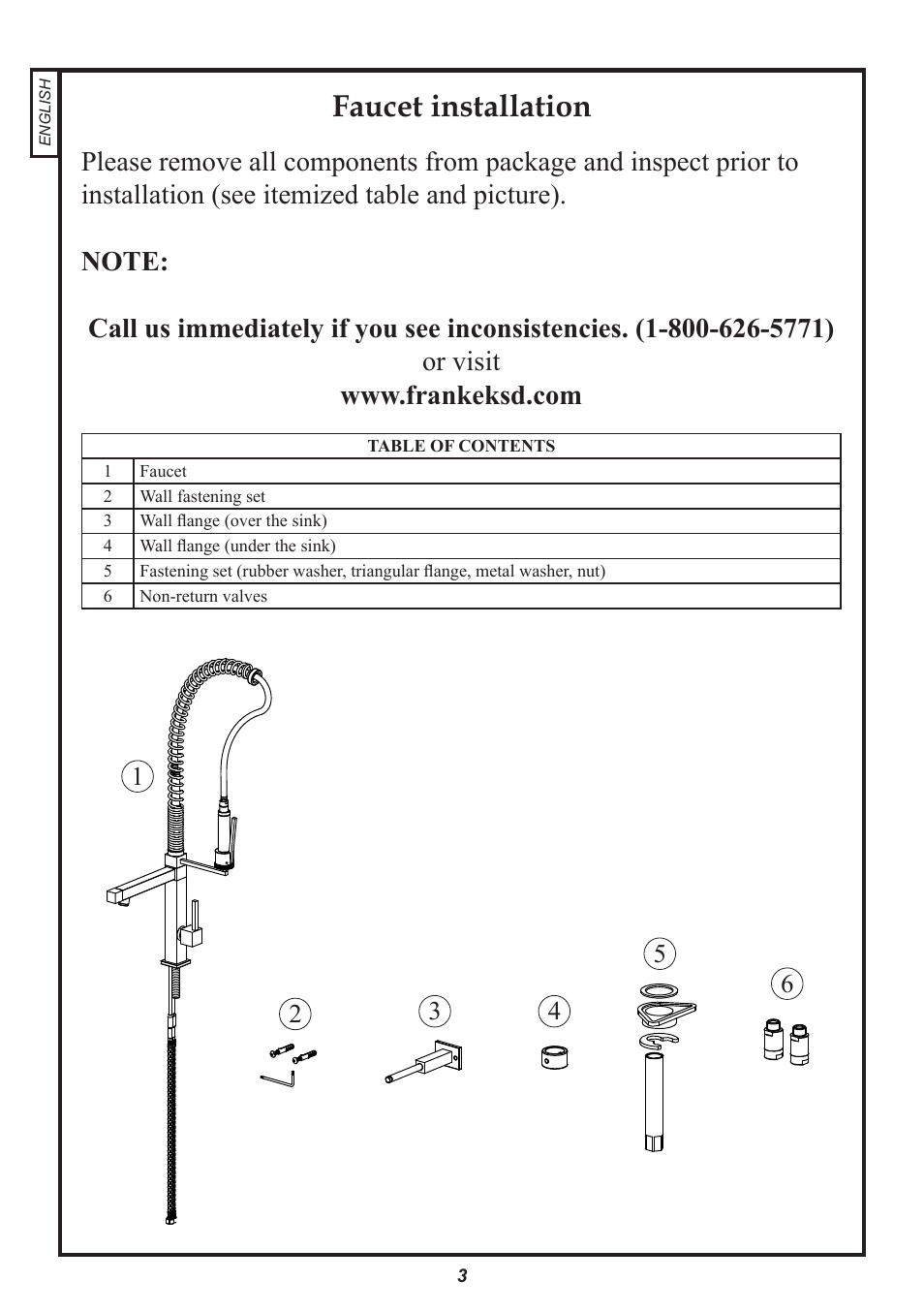 Faucet installation | Franke Consumer Products FFPD100 User Manual | Page 3 / 8