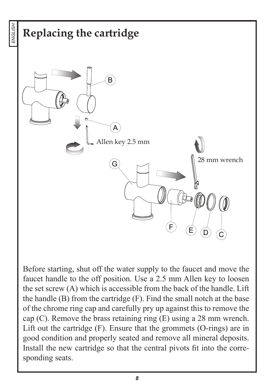 Replacing the cartridge | Franke Consumer Products FF 5000 User Manual | Page 8 / 11