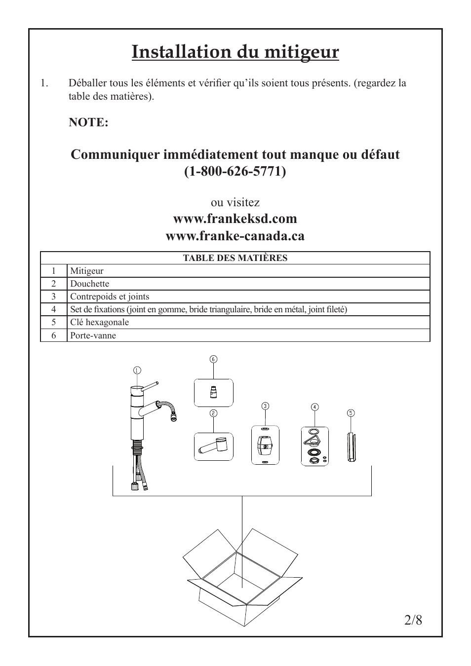 Installation du mitigeur | Franke Consumer Products FF-2000 User Manual | Page 11 / 26