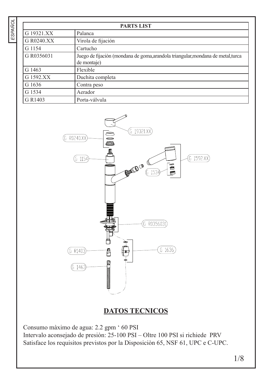 Datos tecnicos | Franke Consumer Products FF-2000 User Manual | Page 18 / 26