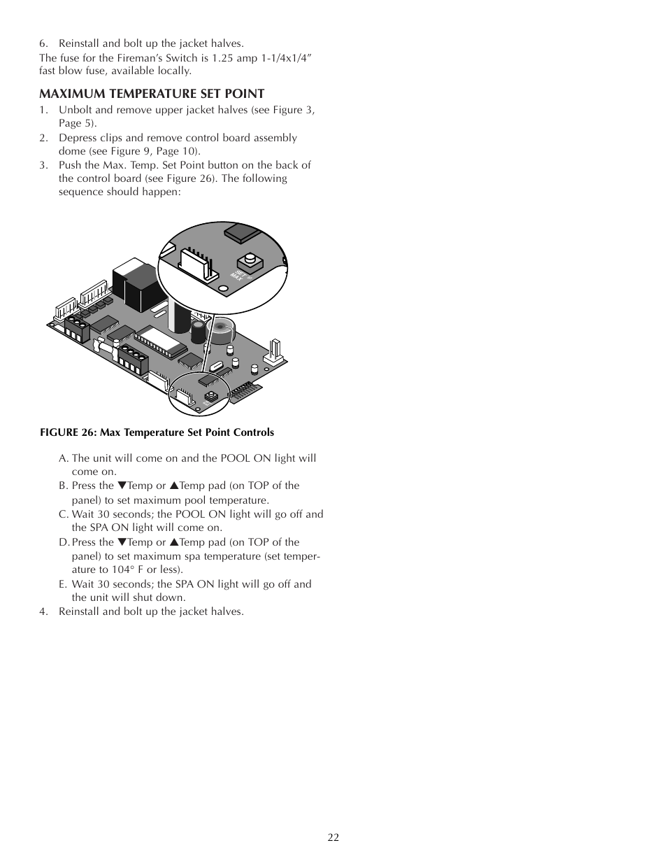 Maximum temperature set point | Five Star Sr200na User Manual | Page 22 / 40