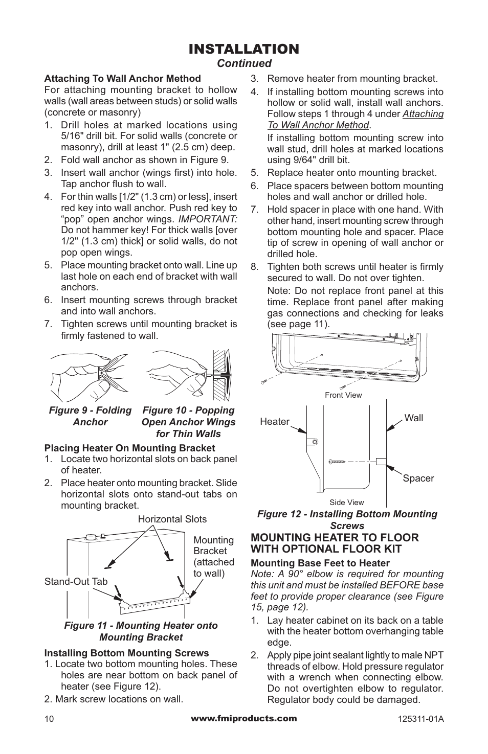 Installation | FMI PFS US VSHRP26M User Manual | Page 10 / 28