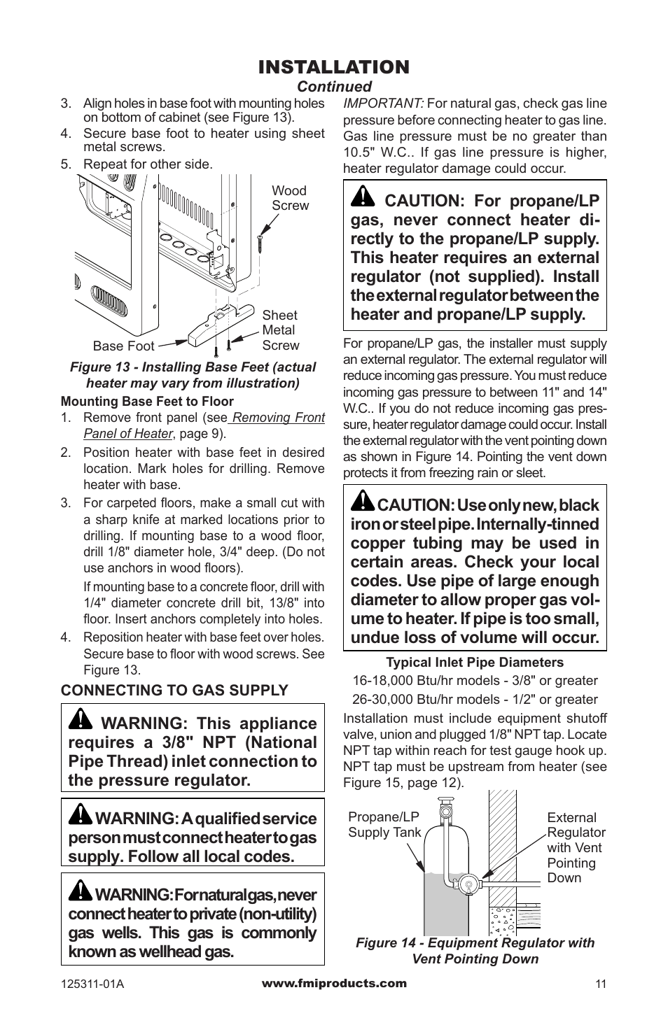 Installation | FMI PFS US VSHRP26M User Manual | Page 11 / 28