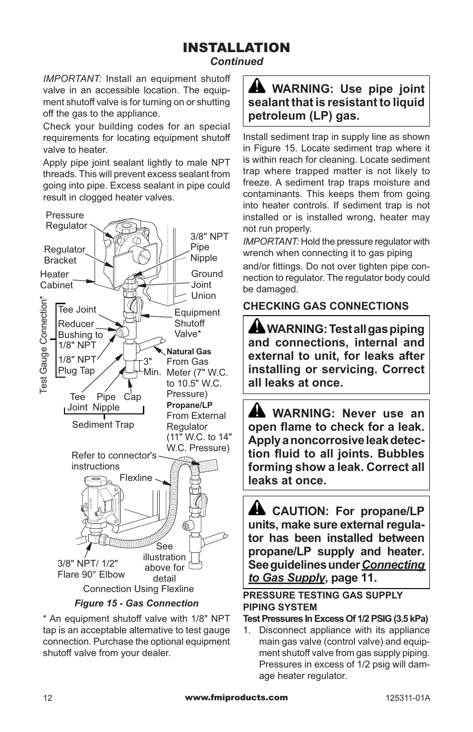 Installation | FMI PFS US VSHRP26M User Manual | Page 12 / 28