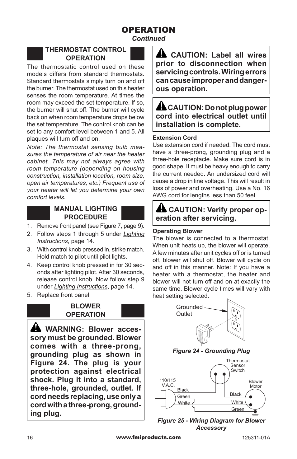 Operation, Caution: verify proper op- eration after servicing | FMI PFS US VSHRP26M User Manual | Page 16 / 28