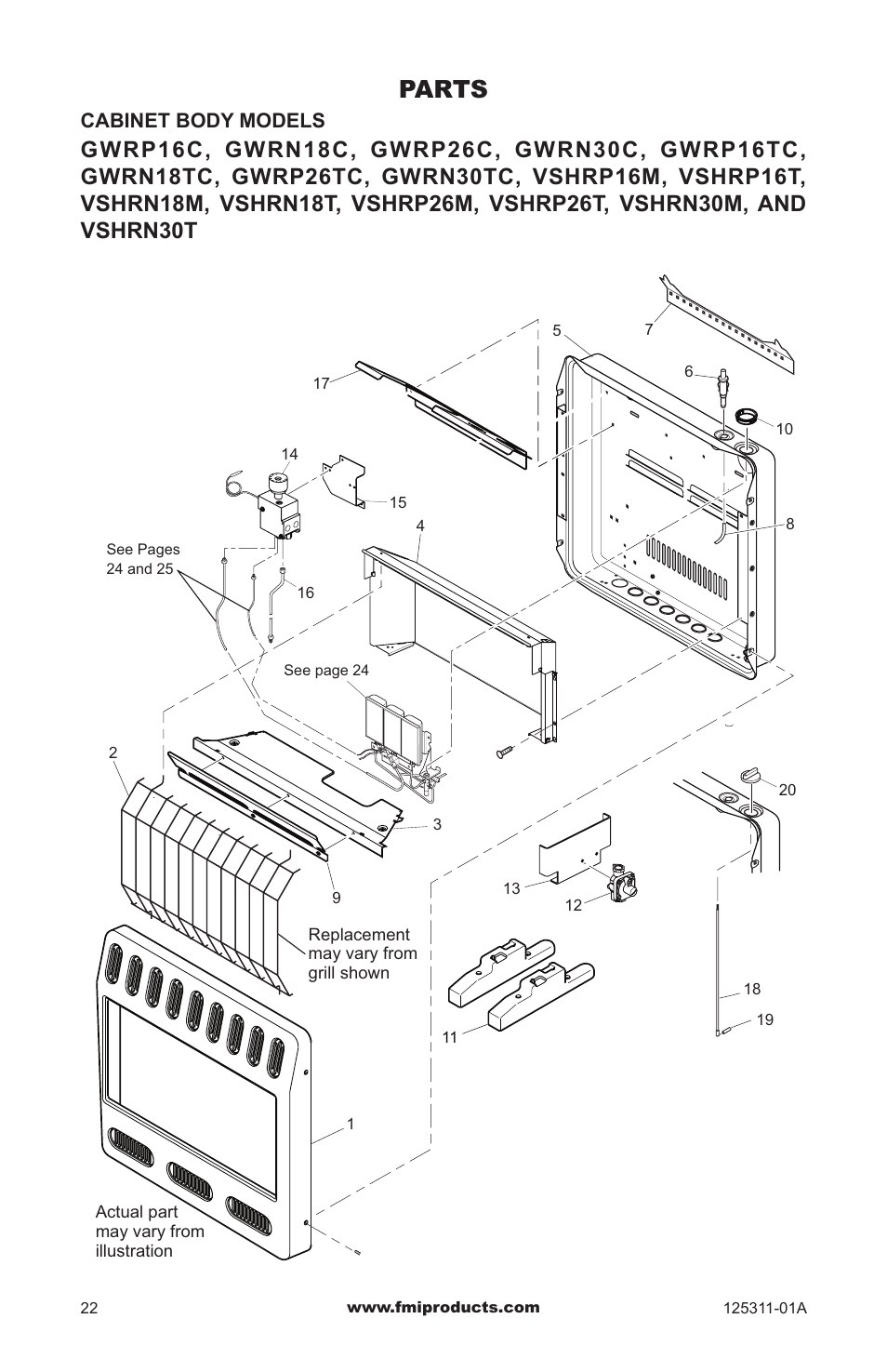 Parts | FMI PFS US VSHRP26M User Manual | Page 22 / 28