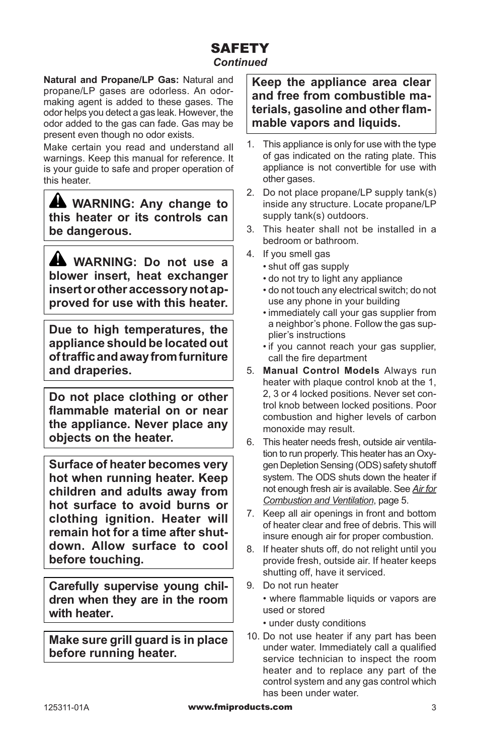Safety | FMI PFS US VSHRP26M User Manual | Page 3 / 28