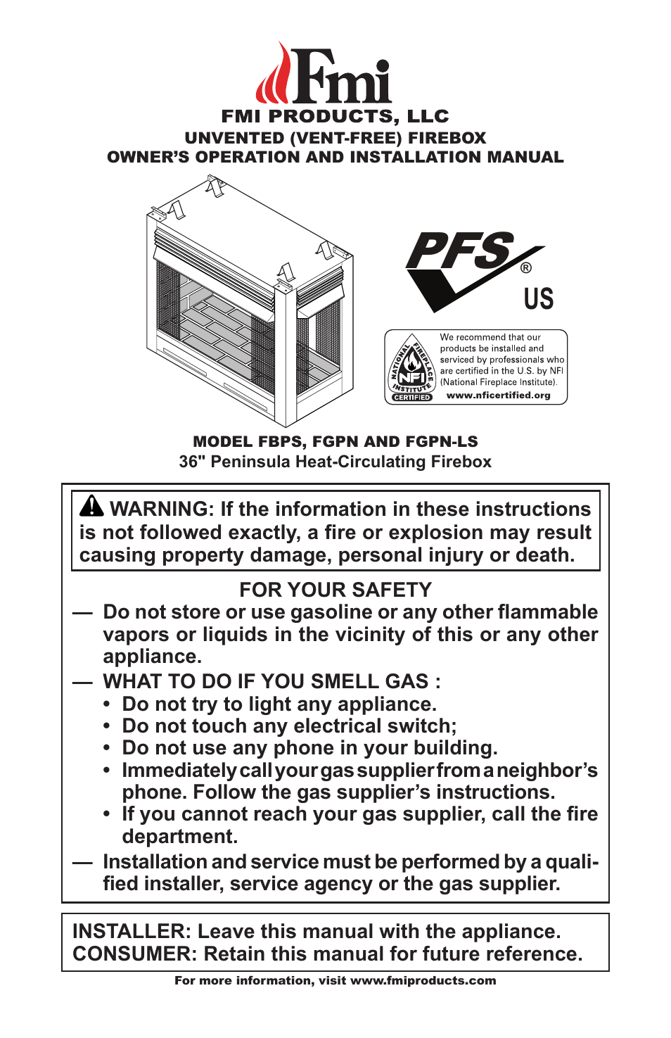 FMI PENINSULA FGPN User Manual | 20 pages