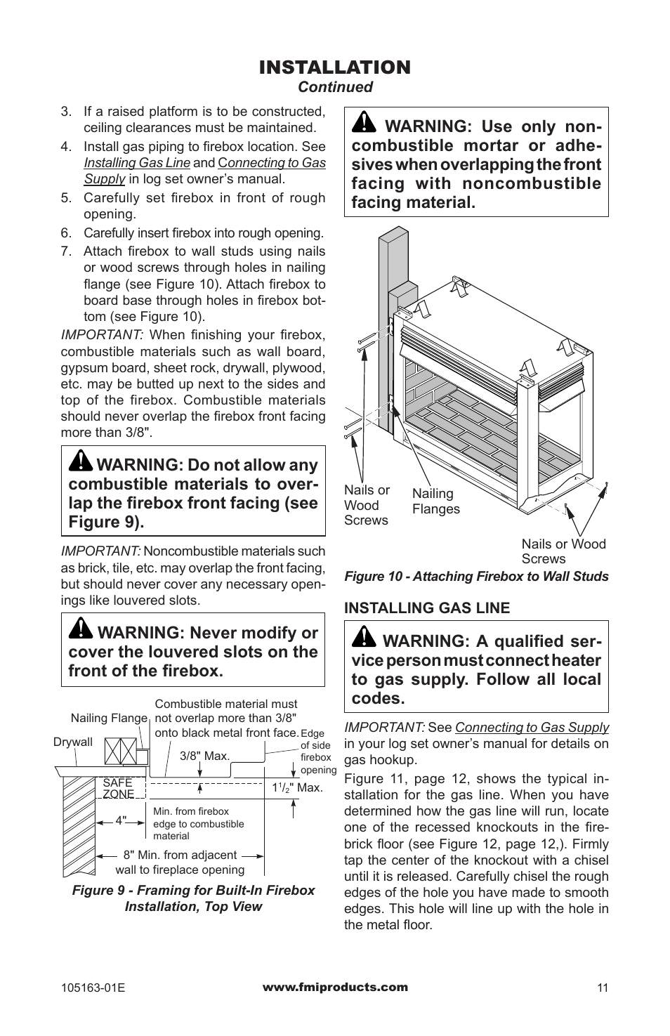 Installation | FMI PENINSULA FGPN User Manual | Page 11 / 20