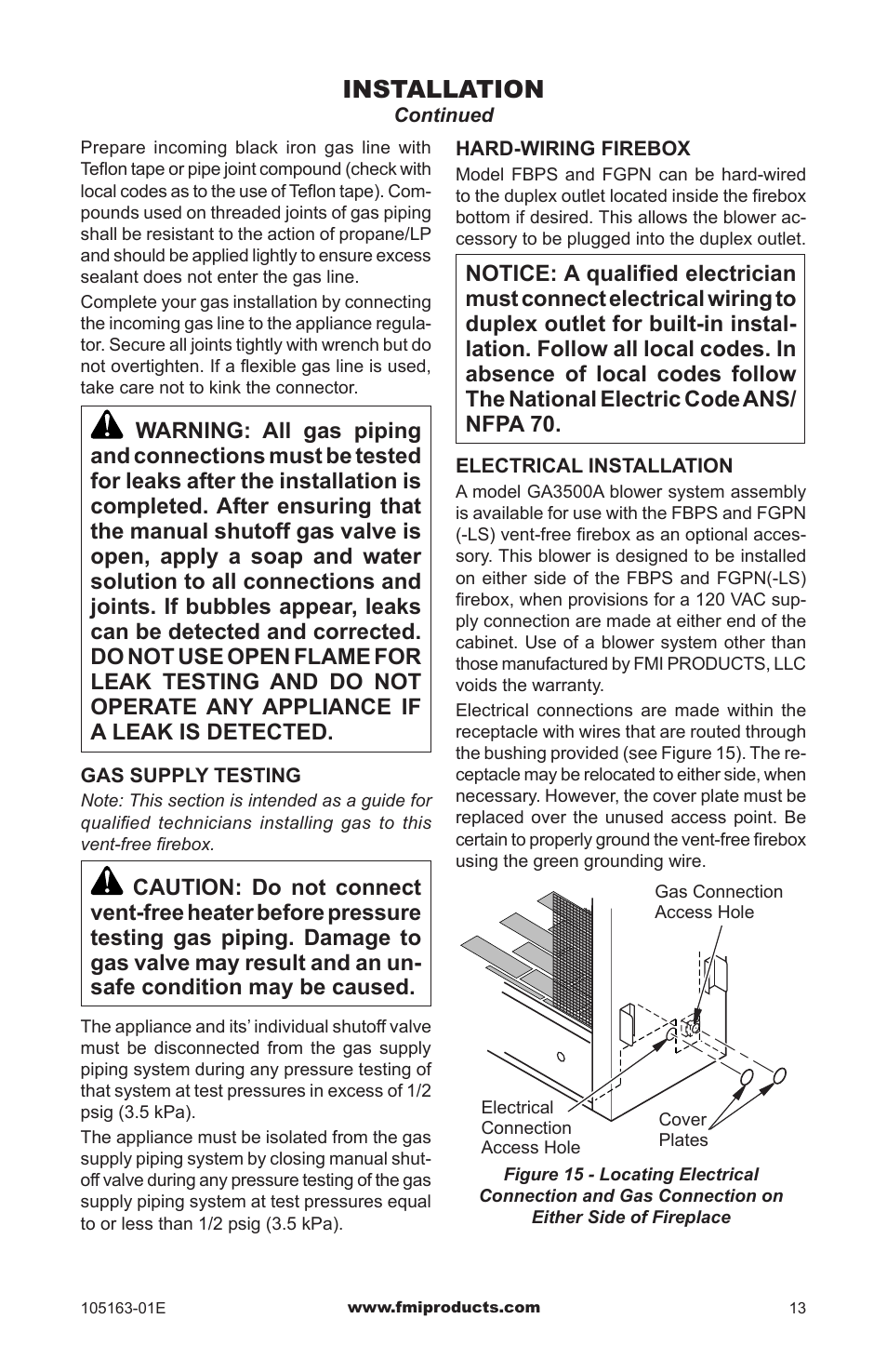 Installation | FMI PENINSULA FGPN User Manual | Page 13 / 20