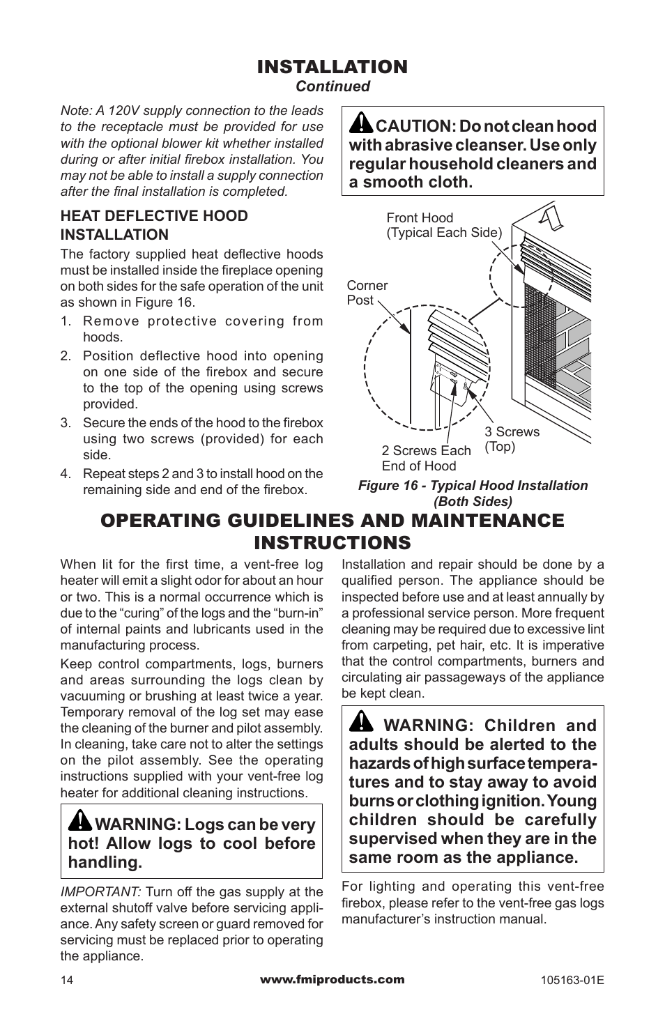 Installation, Operating guidelines and maintenance instructions | FMI PENINSULA FGPN User Manual | Page 14 / 20