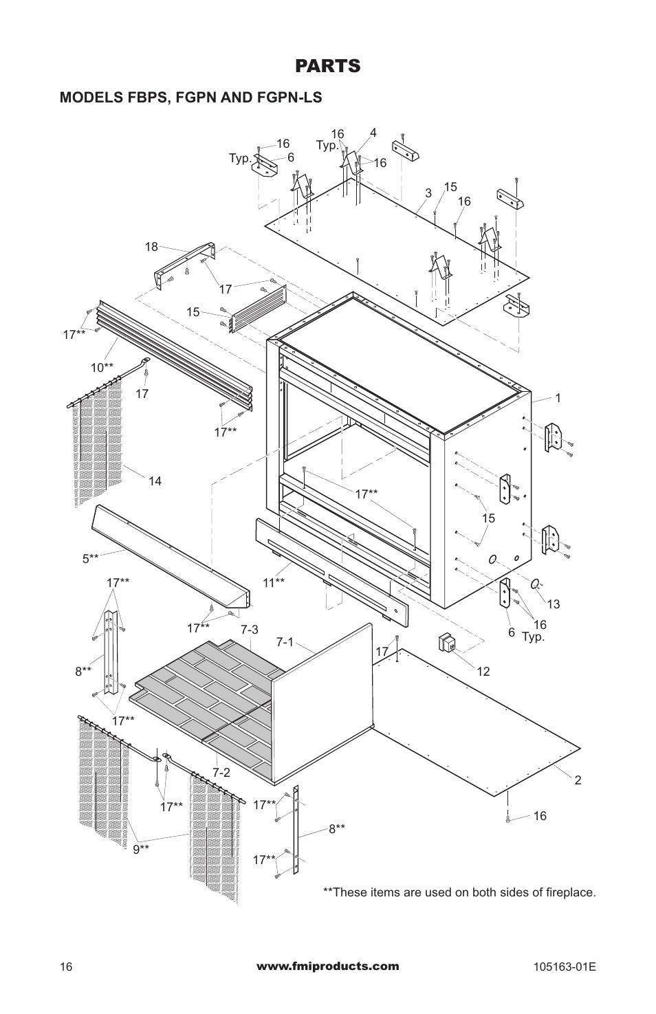 Parts | FMI PENINSULA FGPN User Manual | Page 16 / 20
