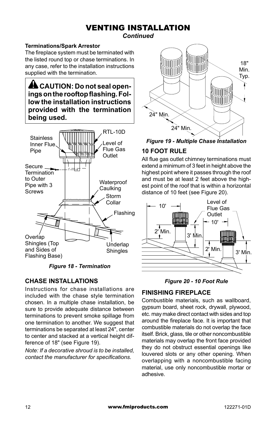 Venting installation | FMI WCM-42G User Manual | Page 12 / 40