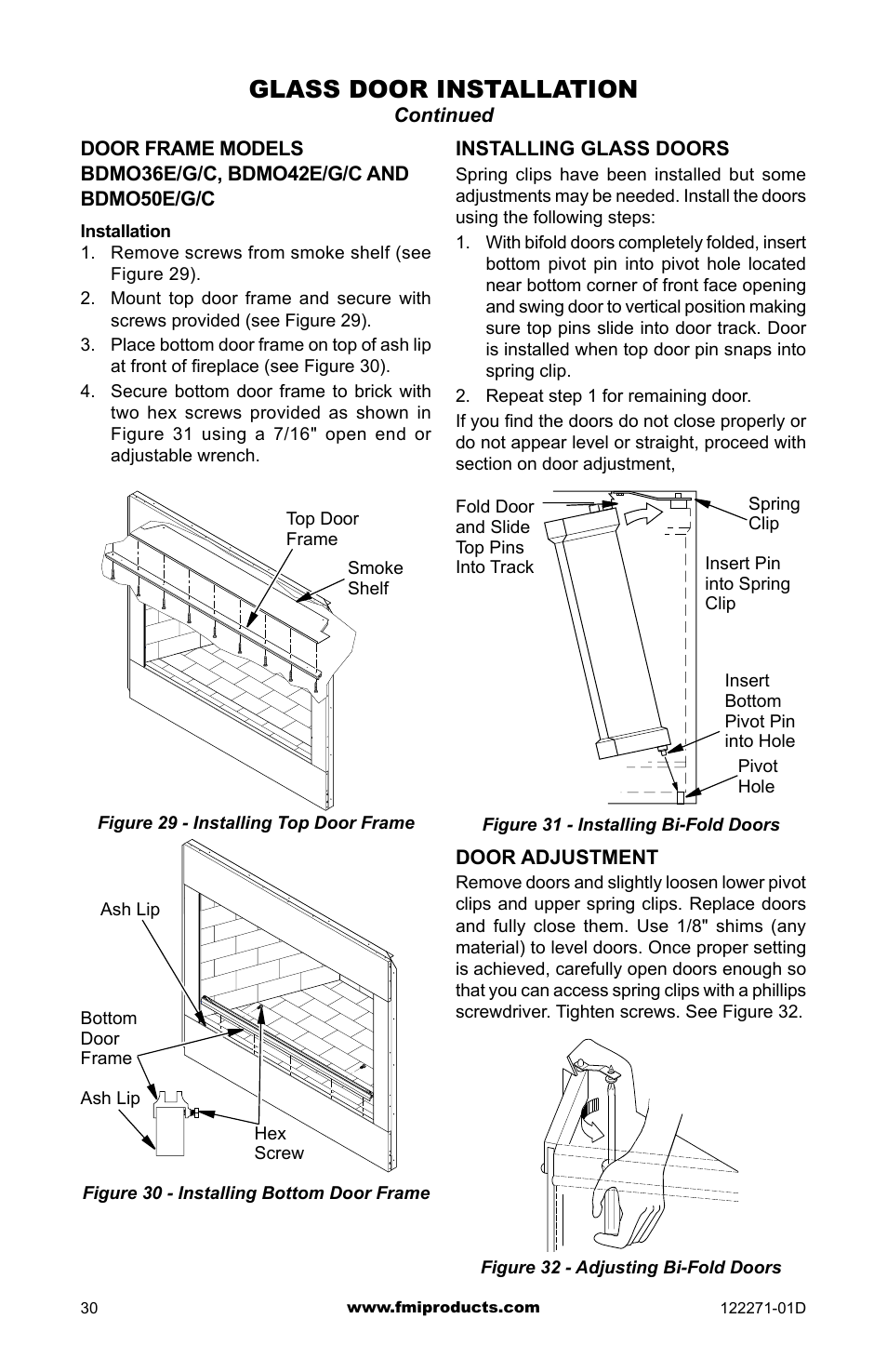 Glass door installation | FMI WCM-42G User Manual | Page 30 / 40
