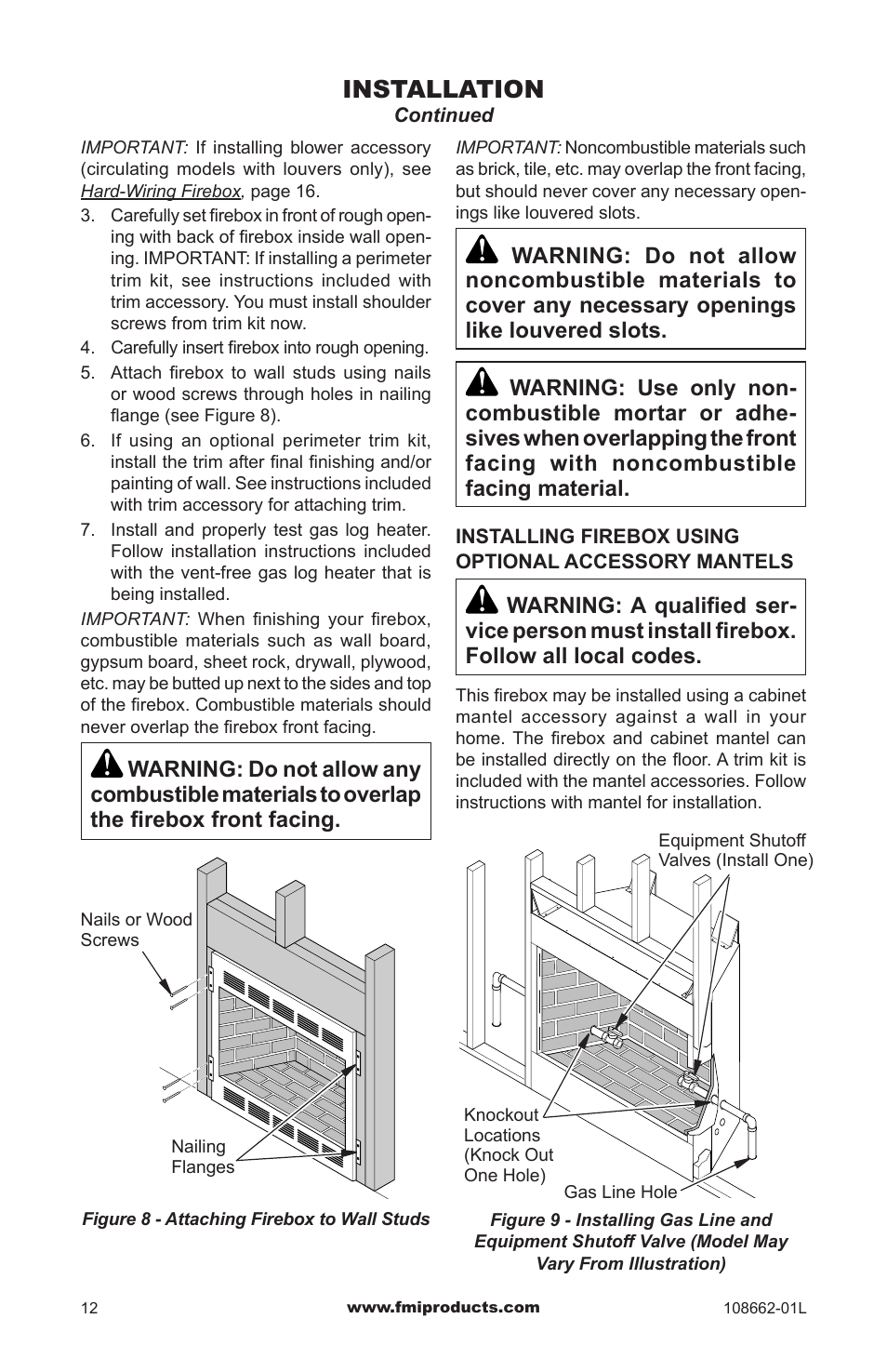 Installation | FMI VFB36NC1 User Manual | Page 12 / 24