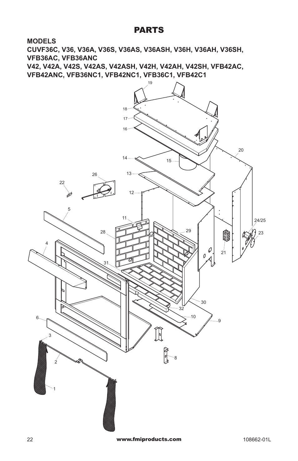 Parts | FMI VFB36NC1 User Manual | Page 22 / 24