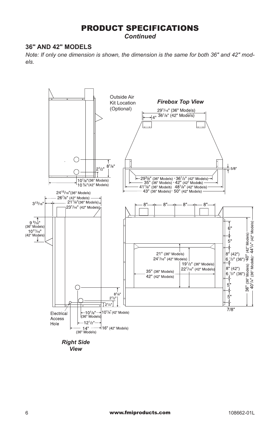 Product specifications | FMI VFB36NC1 User Manual | Page 6 / 24