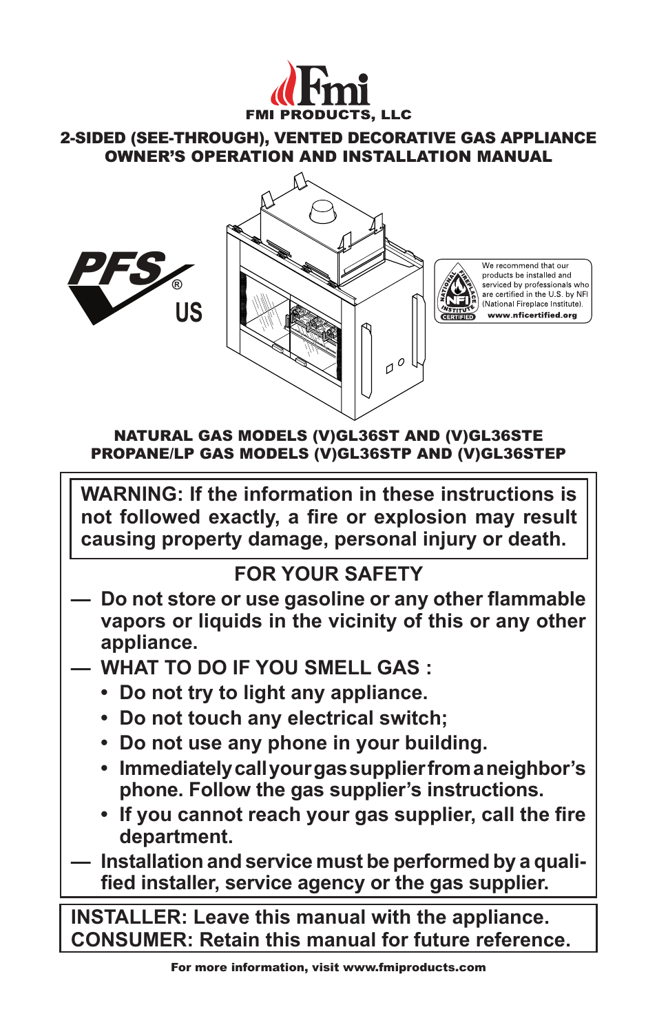 FMI GL36STEP User Manual | 20 pages