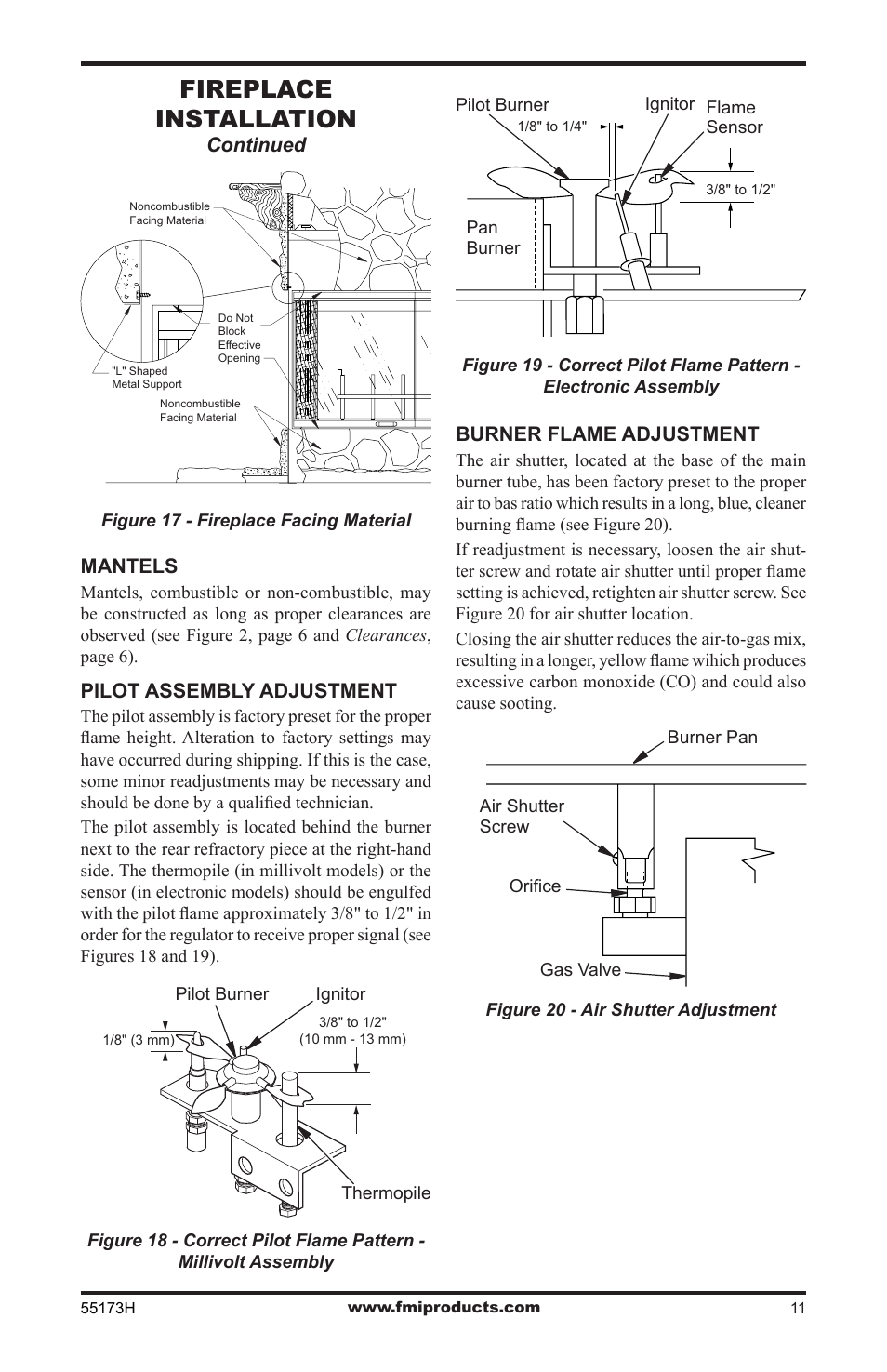 Fireplace installation | FMI GL36STEP User Manual | Page 11 / 20