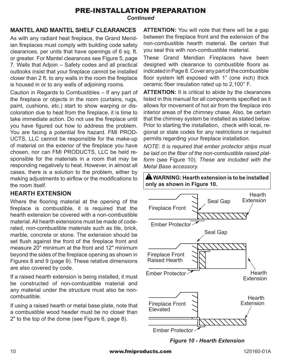 Pre-installation preparation | FMI MASONRY FIREBOX MM33 User Manual | Page 10 / 44