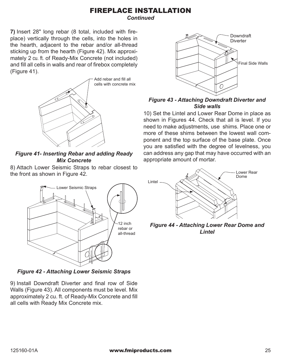 Fireplace installation | FMI MASONRY FIREBOX MM33 User Manual | Page 25 / 44