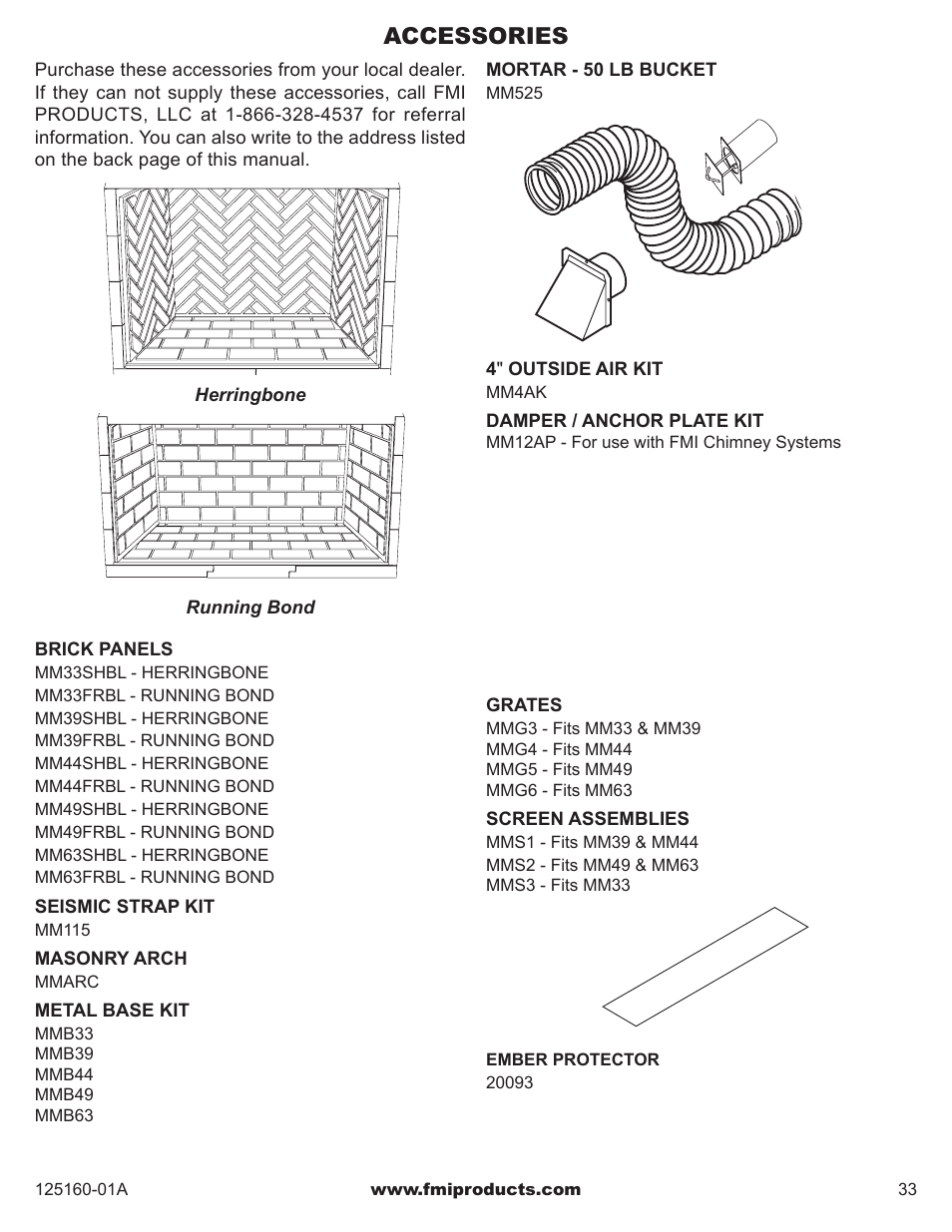 Accessories | FMI MASONRY FIREBOX MM33 User Manual | Page 33 / 44