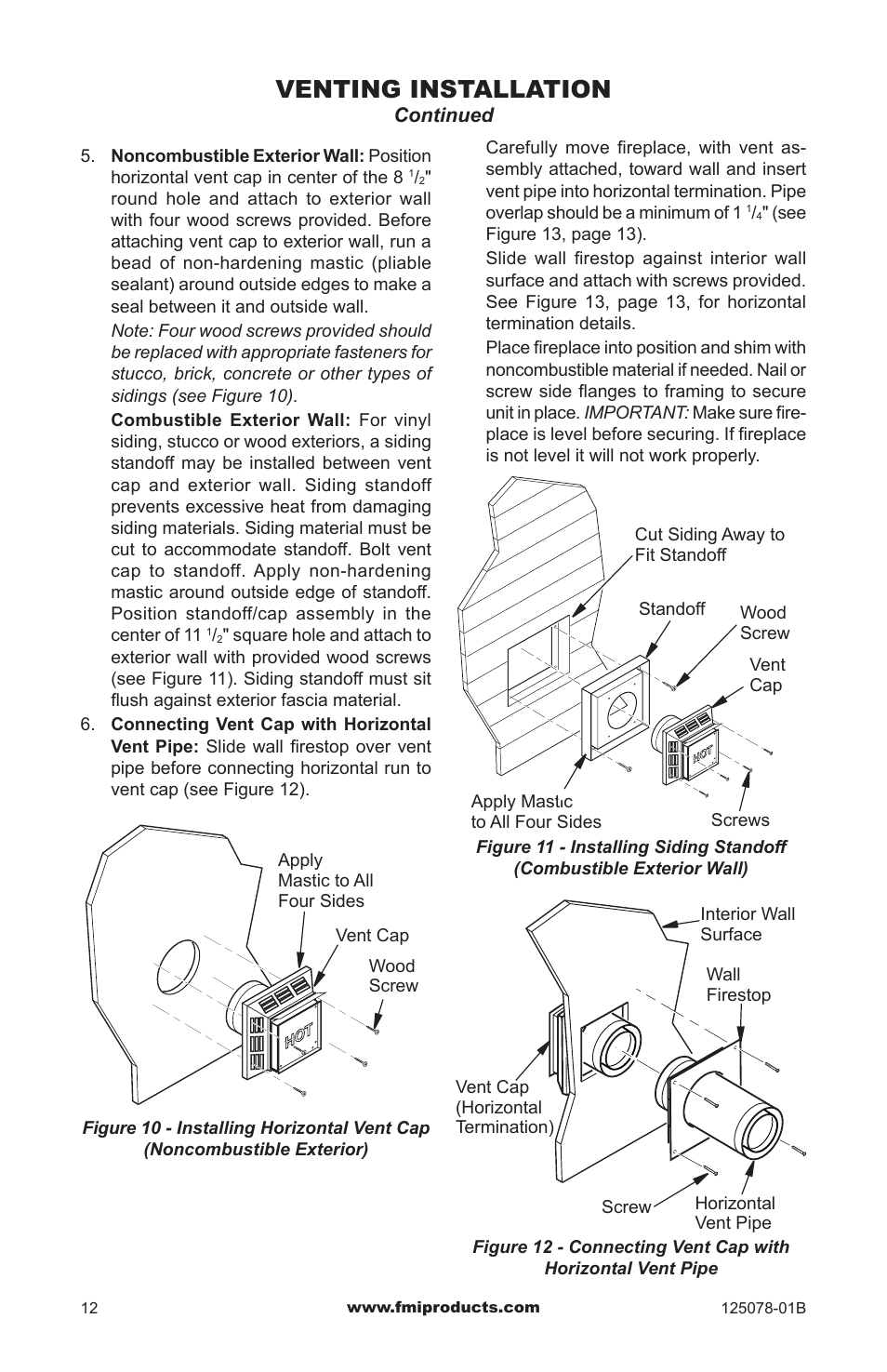 Venting installation | FMI PFS DVF42NH-HA User Manual | Page 12 / 40