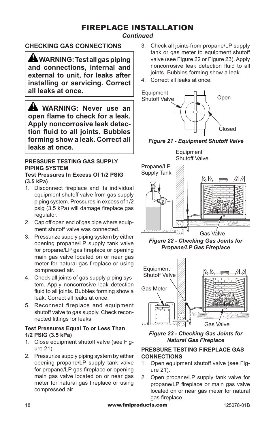 Fireplace installation | FMI PFS DVF42NH-HA User Manual | Page 18 / 40