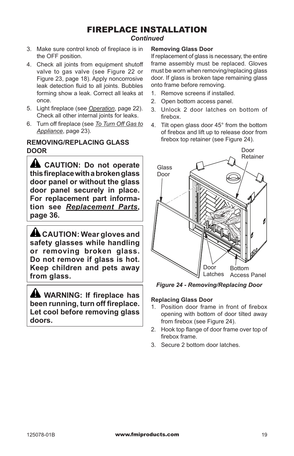 Fireplace installation | FMI PFS DVF42NH-HA User Manual | Page 19 / 40