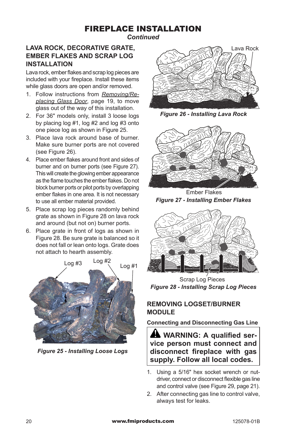 Fireplace installation | FMI PFS DVF42NH-HA User Manual | Page 20 / 40