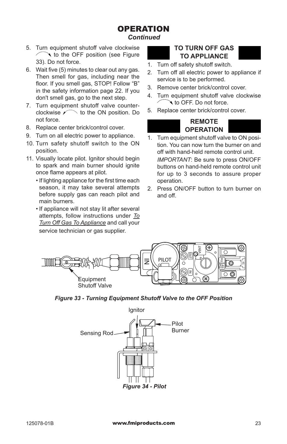 Operation | FMI PFS DVF42NH-HA User Manual | Page 23 / 40