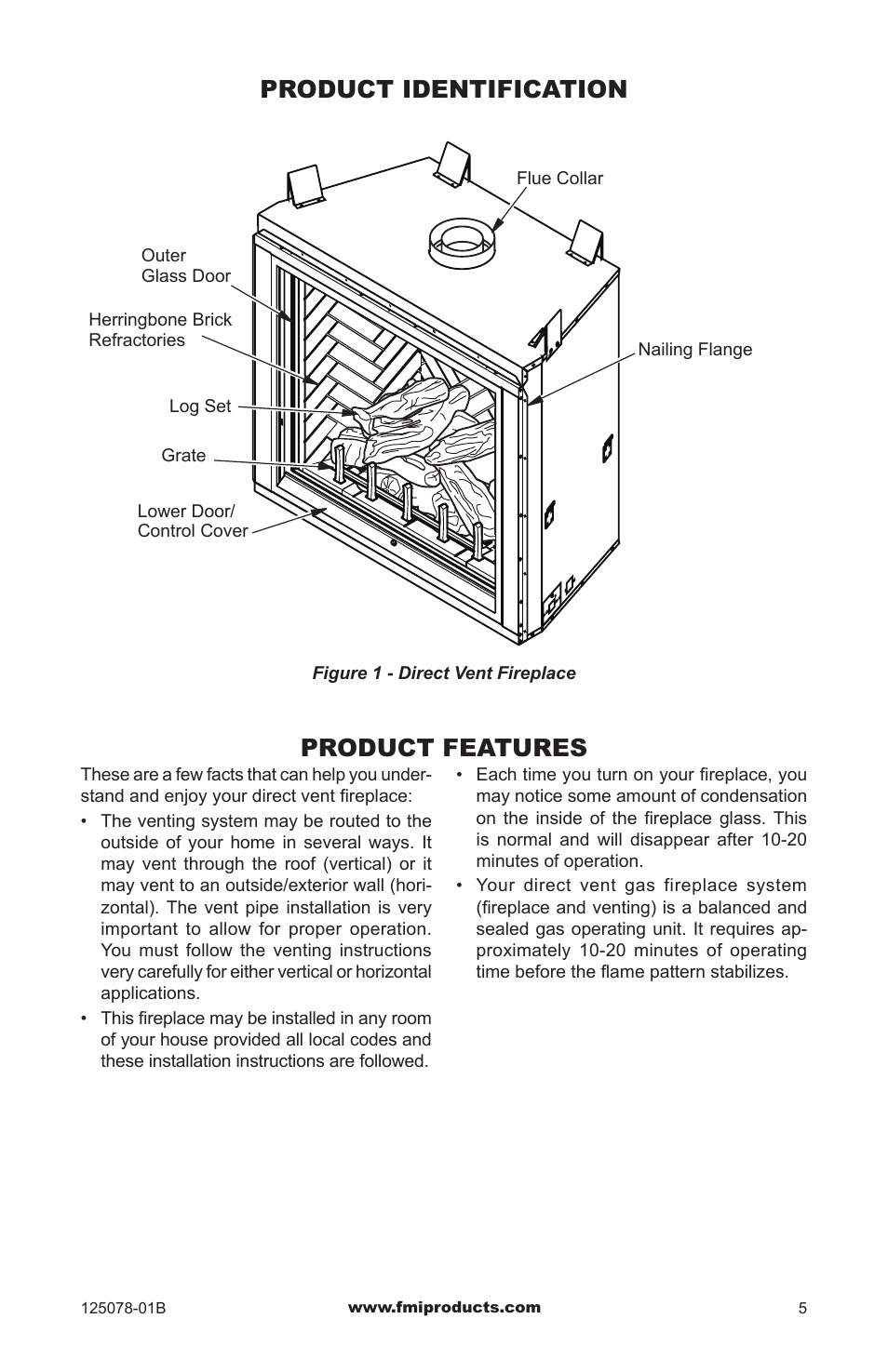 Product identification, Product features | FMI PFS DVF42NH-HA User Manual | Page 5 / 40