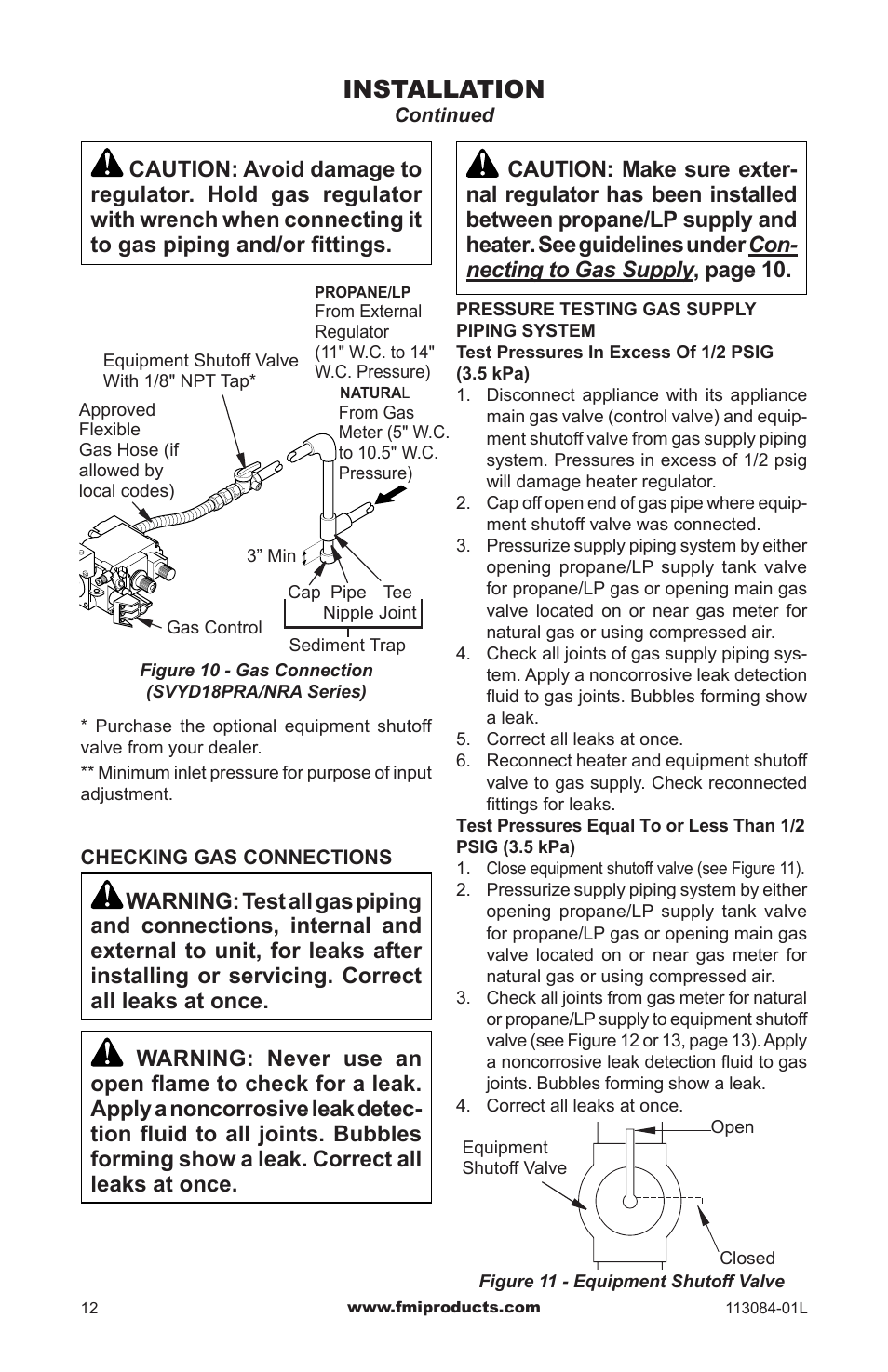 Installation | FMI SVYD18NRA User Manual | Page 12 / 28