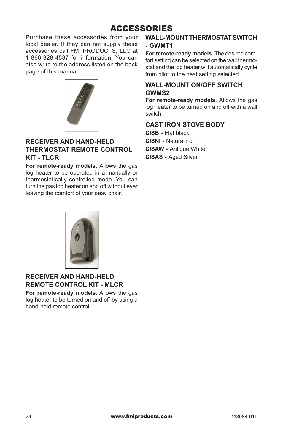 Accessories | FMI SVYD18NRA User Manual | Page 24 / 28